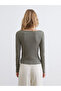 Khaki flowy blouse with ruched neckline from plus-store - 5