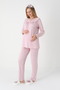 Women's Powder Design Long Sleeve Lace Maternity Pajama Set with Dressing Gown 3-Piece Set - 5