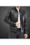 Genuine Leather Men's Leather Coat (Black) - 4