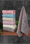 Çınar Jacquard 6-Piece Velvet Cotton Hand and Face Towel Set 30X50 cm - 00434- Mixed Color