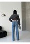 Blue Straight Leg Jeans-High Waist - 2
