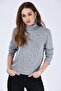 Women's Gray Backless Turtleneck Knit Sweater New700-T4008-1010