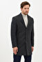 Vivaldo Men's Khaki-Navy Blue Self-Patterned Jacket Collar Slim Fit Cashmere Coat - 6