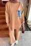 Pocket Detailed Knitwear Set Camel - 3