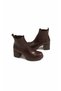 Women's Coffee-Colored Thick-Heeled Rubber Boots - 4