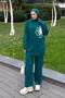 Floral Detailed Knitwear Set Emerald Green