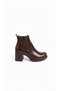 Women's Coffee-Colored Thick-Heeled Rubber Boots - 2