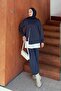 Paneled Sets of Navy Blue with Zipper