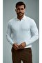 Men's Hair Braid Pattern Long Sleeve Knitwear Polo Neck Sweater, Stylish and Modern Design - 5