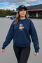 Oversize Crew Neck Embroidered Sweatshirt Navy Blue - 3