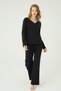 V-Neck Pajama Set with Sleeve and Ribbon Lace Detail - 2