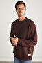 Travis Men's Organic Fabric Soft Regular Fit Round Neck Dark Brown Sweatshirt - 2