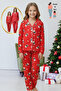 Mother-Daughter Matching Outfit (Sold Separately) Teddy Bear Pattern Shirt Collar Red Pajama Set - 2