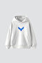 Blue Bird Printed Oversized Unisex White Hoodie - 2