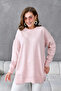 Women's Crew Neck Slit Oversized Knitwear Sweater - 4