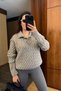 New Season Buttoned Knitwear Sweater with Braided Hair - Beige