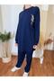 Plus Size Premium Quality Women's Two-Piece Suit with Bird Embroidery Detail Pants - 2