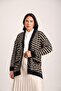 Women's Black Sand Sequin Detailed Patterned Pocketed Knitwear Cardigan - 5
