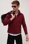 Men's 3-Pack Emerald Green-Burgundy-Green Slim Fit Slim Fit Zip-Up Mock Neck Sweater Sweater - 3