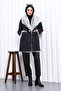 Black Double-Breasted Collar Fur Lined Suede Coat - 2