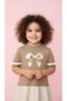 Girl's Beige Knitwear Polka Dot Dress - 2