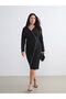 Soulife Black Plus Size V-Neck Crepe Dress