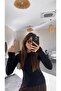 Black Crew Neck Finger through Blouse - 3