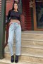 Çnr Boyfriend High Waist Pants Comfort Mom Jeans New Hsn - 2