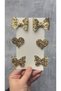 Gold / Golden Stella Glitter Bow Heart Butterfly (Metal 5cm / 3cm with Clip 6-Piece Set) - 3