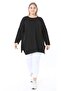 Women's Plus Size Crew Neck Stone Embroidered Soft Textured Long Sleeve Blouse 25083 - 5