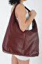 Byeduu Burgundy Knitted Leather Basket Weave Style Large Shoulder Bag