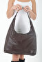 Byeduu Burgundy Knitted Leather Basket Weave Style Large Shoulder Bag - 4