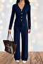 Women's Corded Fabric Fabric Relaxed Fit Two Piece Set – Button up Blouse & Wide Leg Pants 10145 - 4