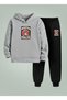 Children Hooded Set Houston Printed 3 Thread Ş Fleece-Lined Sweatshirt - Sweatpants Set