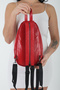 Pirinçbebe Women's Small Backpack Model Red Genuine Leather Crossbody and Backpack - 5
