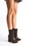 Women's Brown Leather Zipperless Pull-On Heeled Boots Z3T5Kbcml01 – Casual and Stylish - 2