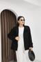 Black Women's Cashmere Mock Neck Buttoned Front Belted Epaulette Coat. 1209 - 6