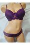 Purple Lace Underwire Supported Bra and Lace Side Panties Set - 4