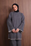 Women's Oversized Rib Knit Spanish Sleeve Hijab Knitwear Set 3134 - 5