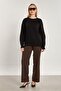 Women's Crew Neck Oversized Sweater - Black - 5