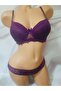 Purple Lace Underwire Supported Bra and Lace Side Panties Set