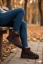 Elanaz Suede Sheepskin Thick Sole Mini Size Ankle Short Women's Boots