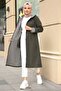Women's Khaki Raincoat Trench Coat Transitional Adjustable Waist Hooded Hijab – Sports & Casual Cap - 2