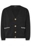 Women's Plus Size Contrast Blanket Stitch Buttoned Pocket V-Neck Short Knit Cardigan - 5
