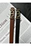 2-Pack Pearl Classic Long Patterned Women's Gold Buckle Belt Jacket Belt Dress Belt Trouser Belt