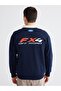 Xside Navy Blue Polo Collar Ford Printed Men's Sweatshirt - 4