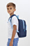 Navy Blue Kindergarten Nursery Bag with Bear Figure, 4 Compartments, Boys and Girls Children's Backpack - 3