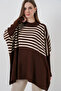 1222 Slit Poncho Sweater - M. Brown