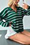 Women's Striped Polo Collar Knit Sweater - 3
