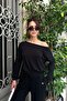 Women's Black Off-Shoulder Soft Modal Textured Bottom Top Set - 4